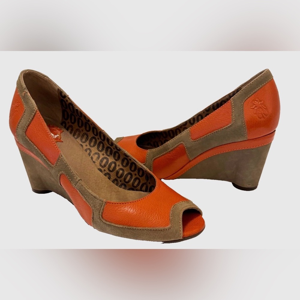 Fly London Giselle Wedge Peep Toe Size 41